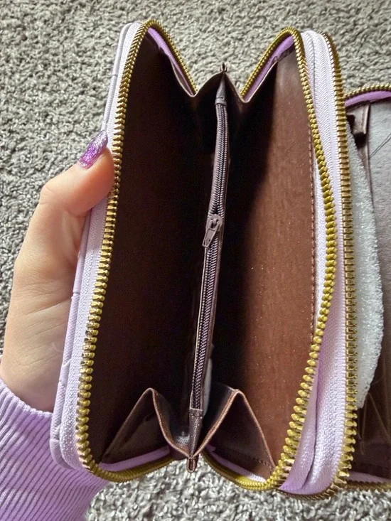 Butterfly-Embossed Double Zip Wallet - Lavender - Picture 9 of 10